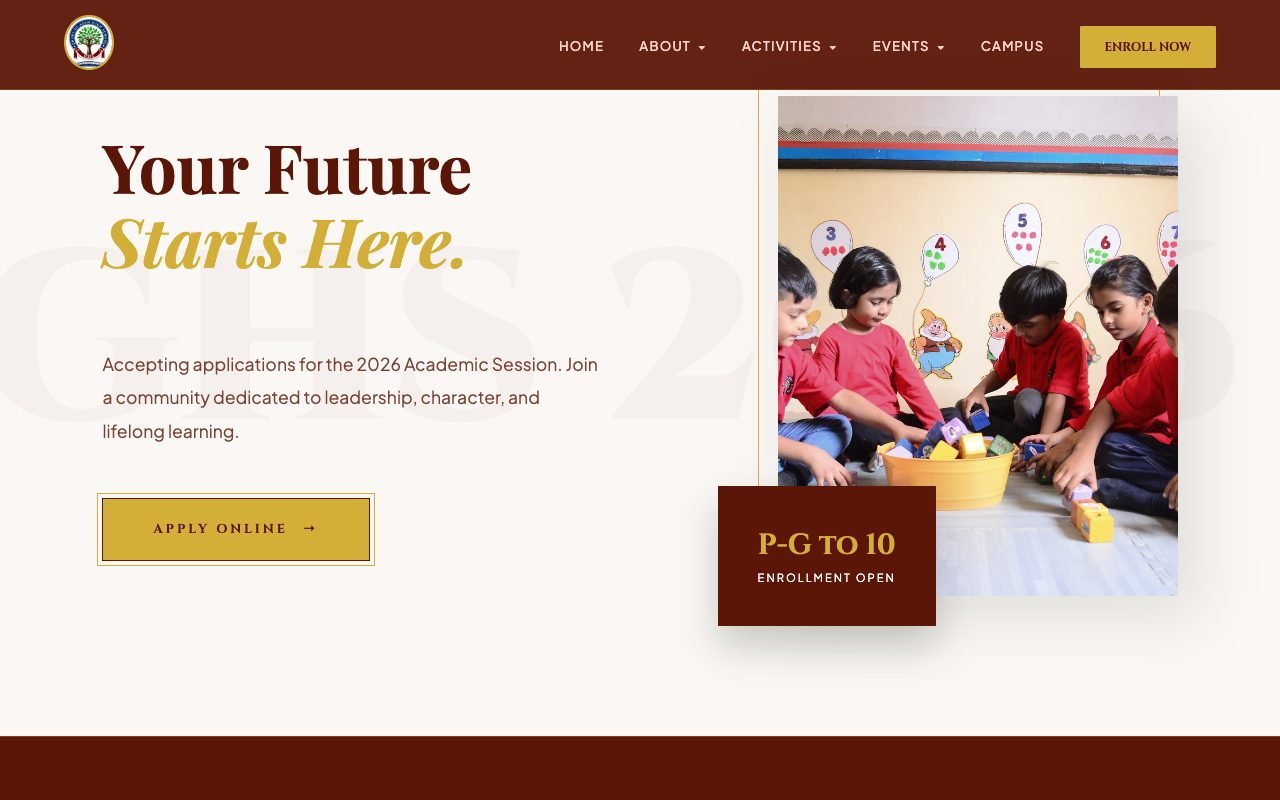 Your Future Starts Here: the 2026 admissions call to action, P-G to 10 enrollment open
