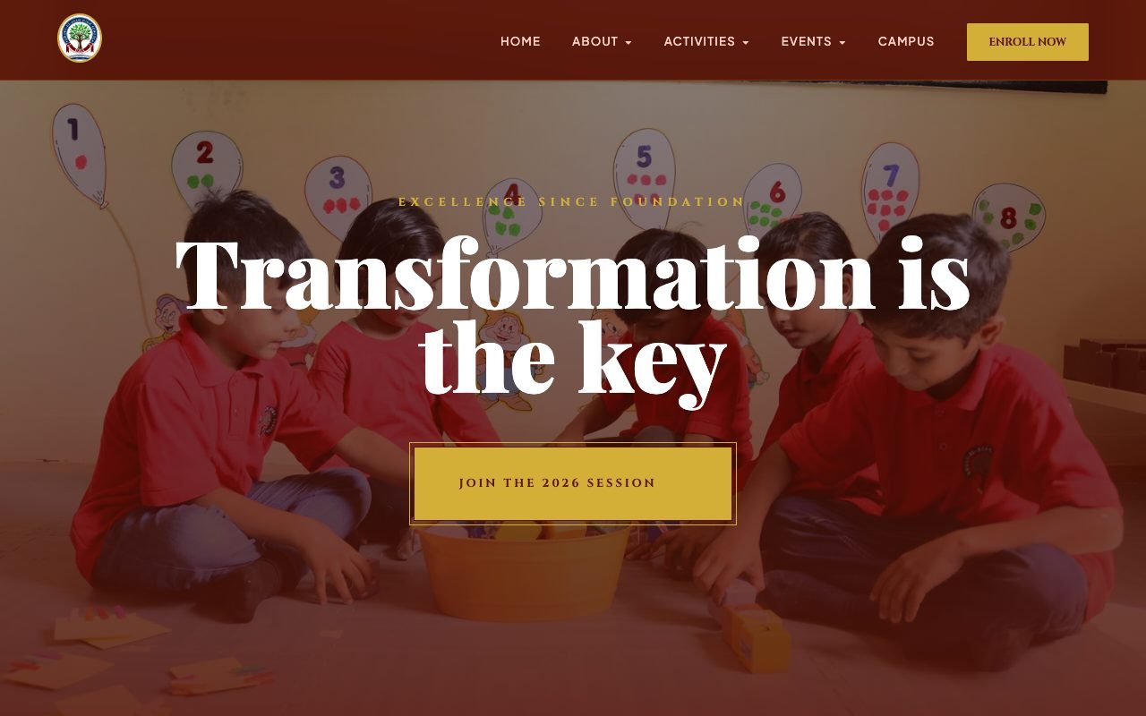 Homepage of ghsofficial.com: Transformation is the key, over a photo of young students, with a Join the 2026 Session button