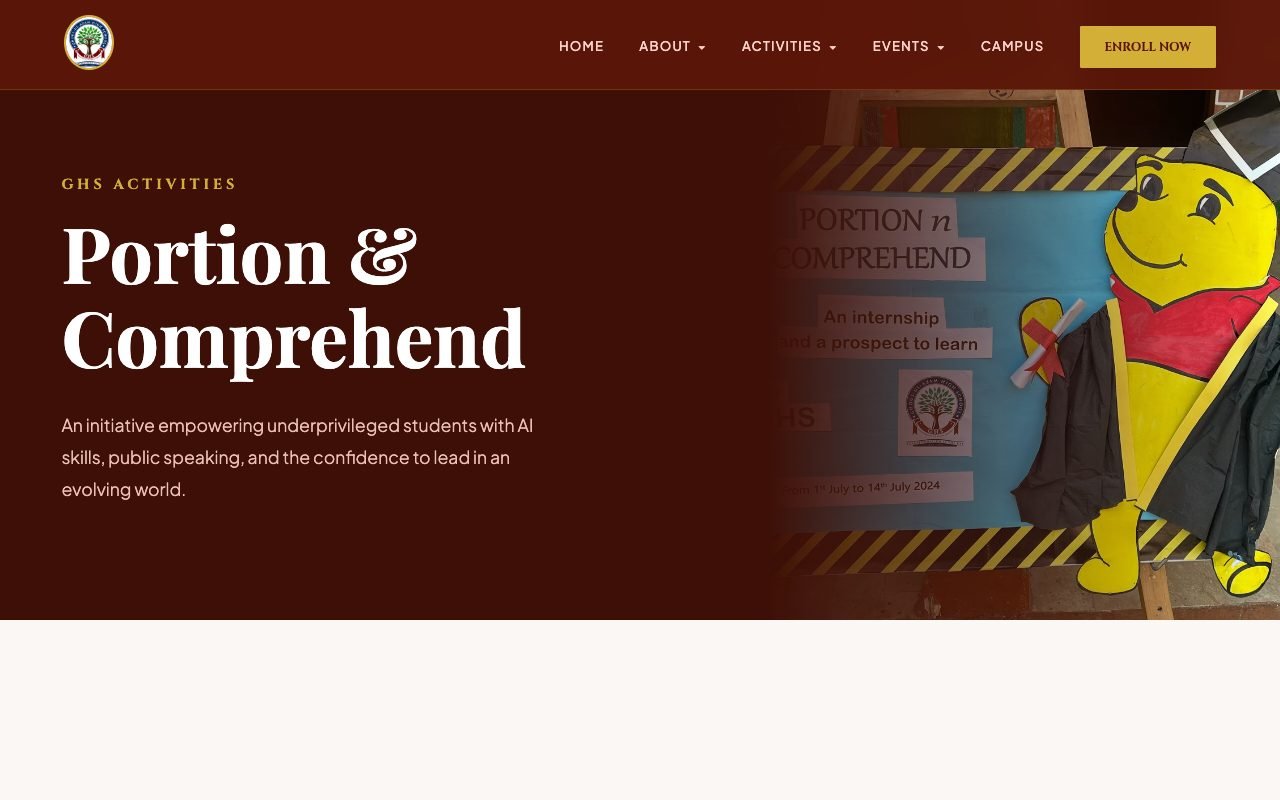 Portion and Comprehend page on ghsofficial.com